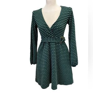 Maeve Teal Patterned Long Sleeve Dress